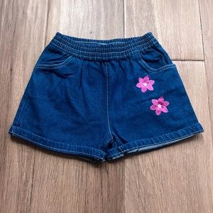 Girl blue Jean flower shorts